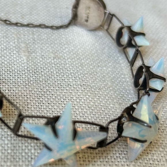 Antique Sterling and Opaline Bracelet and Necklace set - Picture 8 of 8